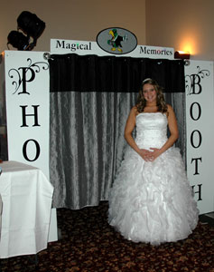 white booth and bride